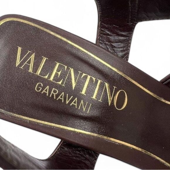 VALENTINO GARAVANI Brown Open Toe Gold VLogo Block Heel Sandals Size EU39 - Picture 10 of 16